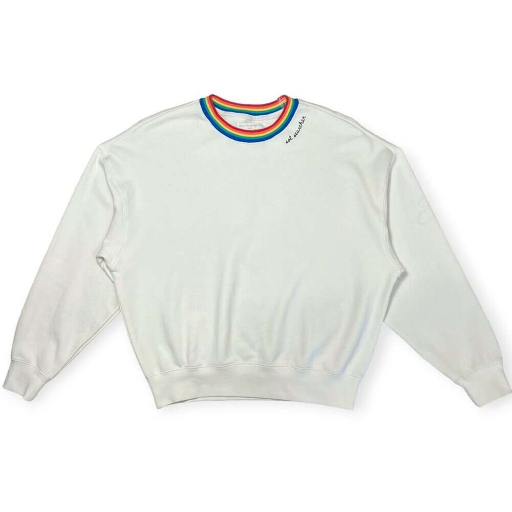 Spiritual Gangster Sol Searcher Sweatshirt SIZE M White Rainbow Collar STAINS